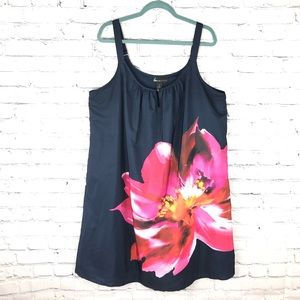 Lane Bryant Dark Blue Dress with Vibrant Pink Floral